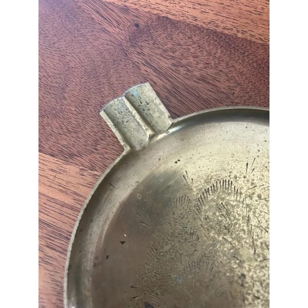 Vintage Brass Ashtray, 6 Inch Round, Simple Design